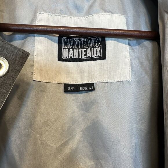 Manteaux Women's Rain Jacket SMALL Green Khaki Zip Snap Hooded Lined Rain Coat - Picture 9 of 11